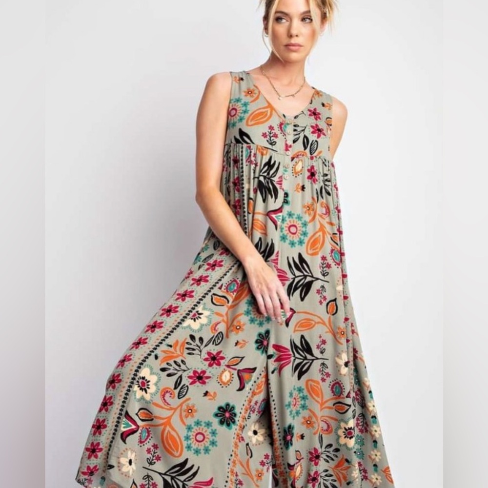 Leona Three Birds Nest Floral Printed Jumpsuit Size Small - Picture 4 of 4